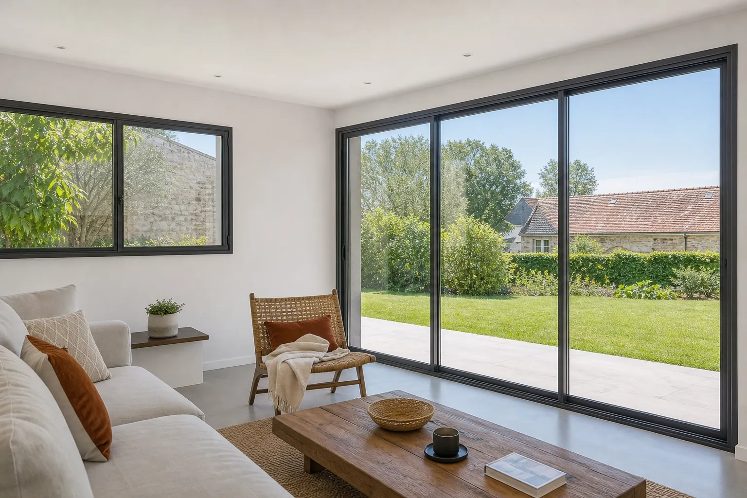 Fenêtres et baie coulissante en aluminium gris anthracite