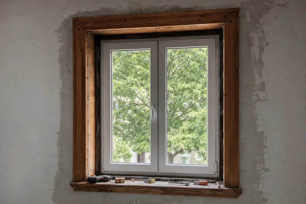 Fenêtre neuve posée en rénovation sur l’ancien dormant